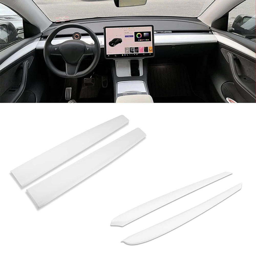 Dashboard Cover Door Trim Panel Caps for Tesla Model 3 Y Interior Front Carbon Fiber ABS Trims Patch Cover Decoration Sticker