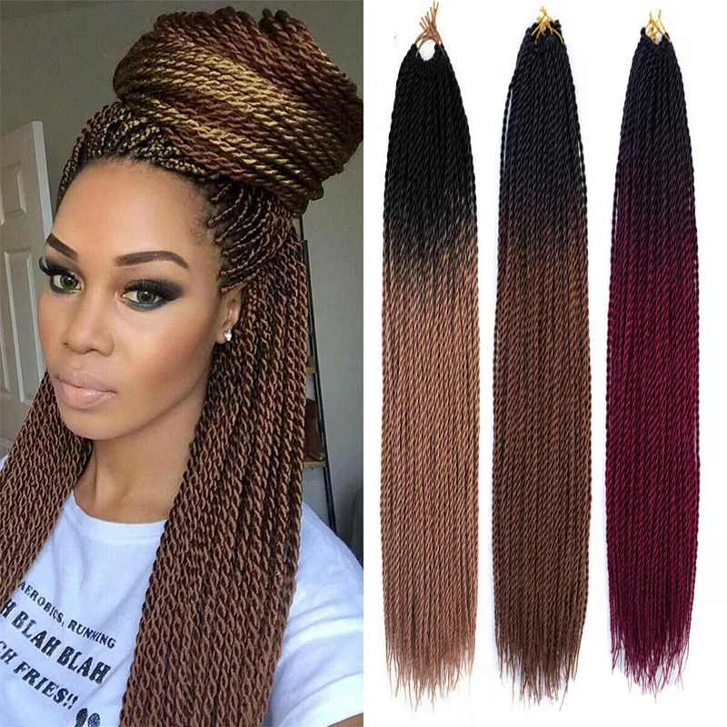 24 Inch 30 Roots/pack Senegalese Braids Hair Extensions Synthetic Colored Box Braided Twist Hair Crochet Braiding Hair for Women