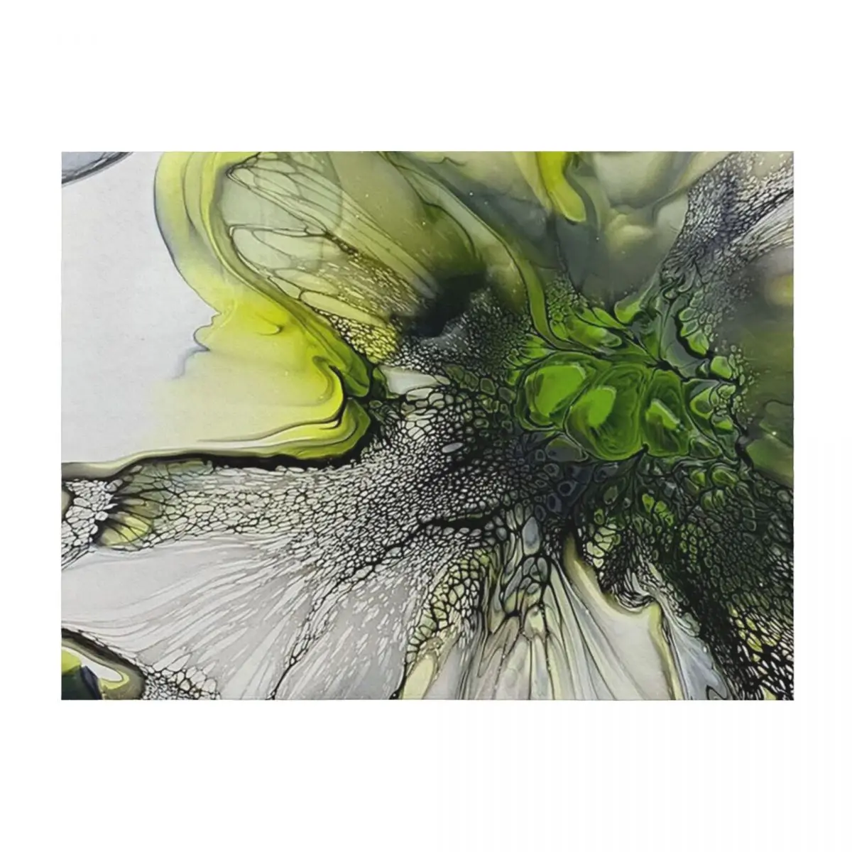 

Beautiful Lime Green and Grey Abstract Fluid Art Acrylic Pour Painting Throw Blanket Baby Bed Fashionable Hair Blankets