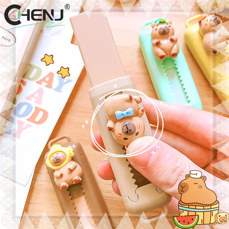 1PC Kawaii Push Pull Capybara Gomma Carino Divertente Matita di Gomma Per Bambini Gomma Telescopica Forniture Per Ufficio Regalo di Cancelleria Scolastica