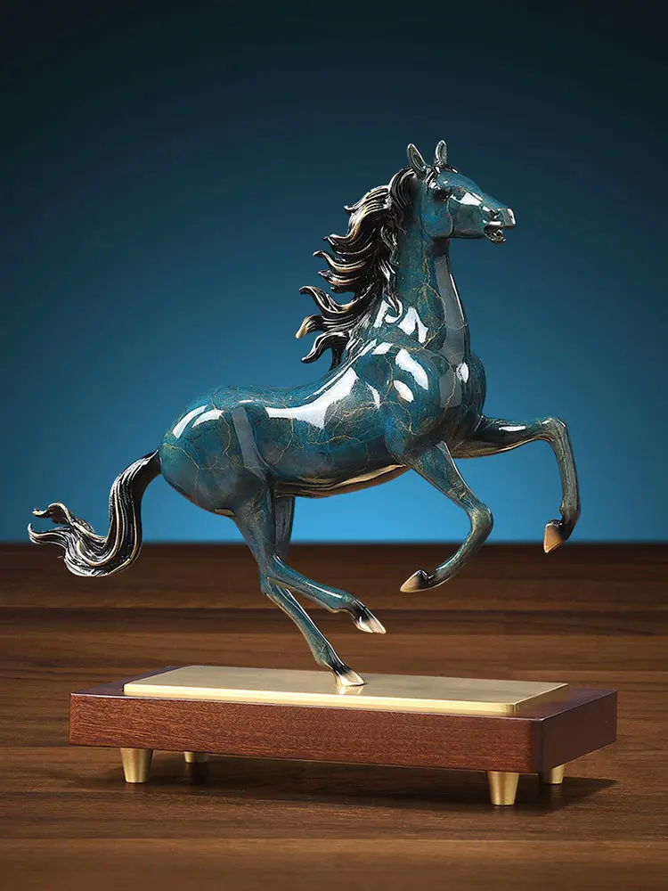 PYH Ma to Success Brass Horse Ornament Send Office High-end Living Room Rack Cabinet Company Opening Gift