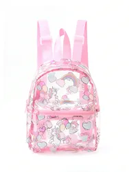 1 Pc Summer Cute Cartoon Unicorn Transparent Backpack For Girls Kindergarten School Trip Vacation Holiday Gift