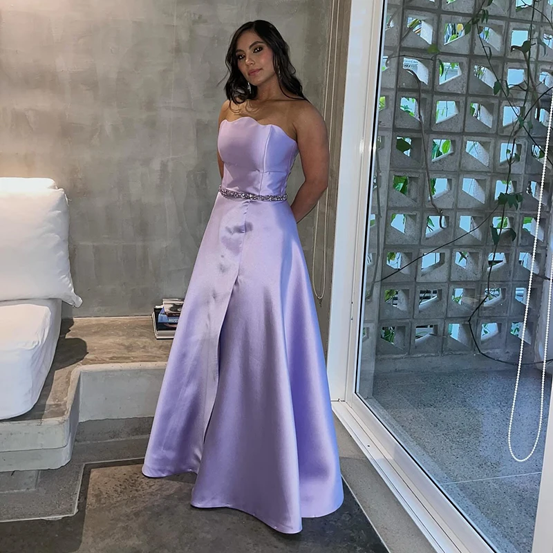 

Thinyfull Sexy A-Line Prom Evening Dresses Saudi Arabia Strapless High Split Party Dress Beading Cocktail Prom Gowns Customized