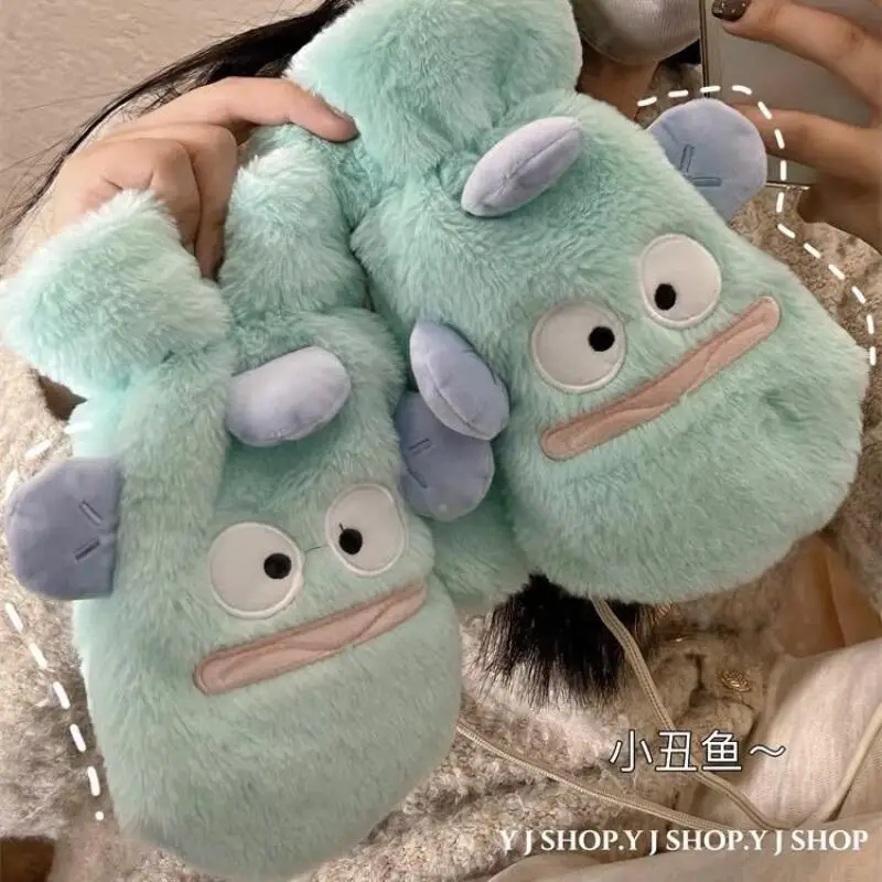 

Hangyodon Winter Cartoon Glove Outdoors Cycling Keep Warm Fleece-Lined Thicken Student Cold Protection Cute All Inclusive Gloves