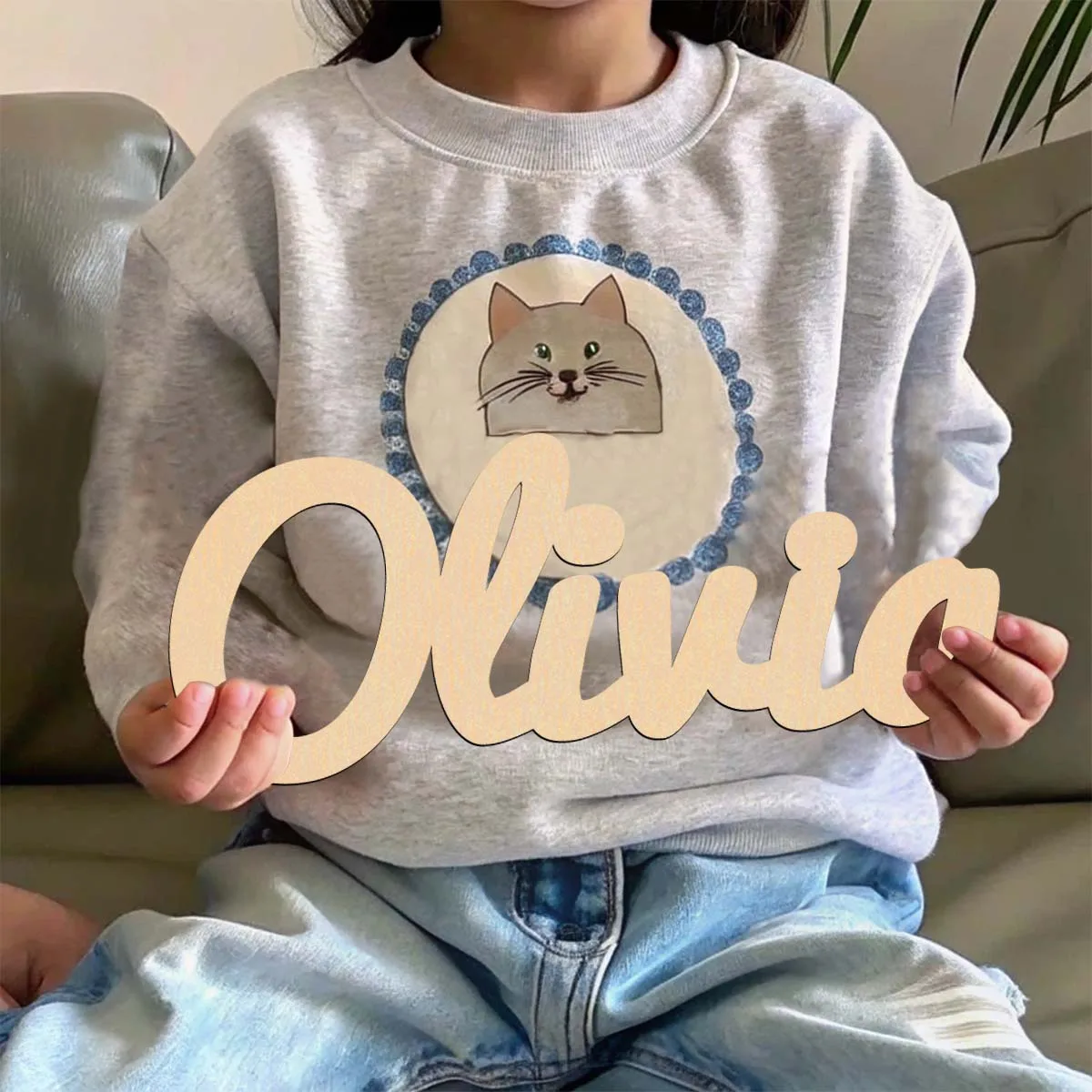 1pc Funny olivia example Custom Name Wooden Plaque Wood Material Wooden Sign Charming Home &Holiday Decor for Front Porch, Yard