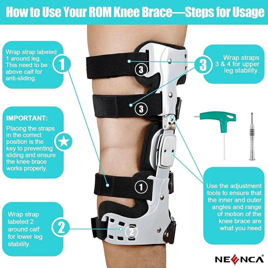 Unloader ROM Knee Brace Hinged Immobilizer for ACL MCL PCL Injury - Orthosis Stabilizer for Women and Men Adjustable Recovery