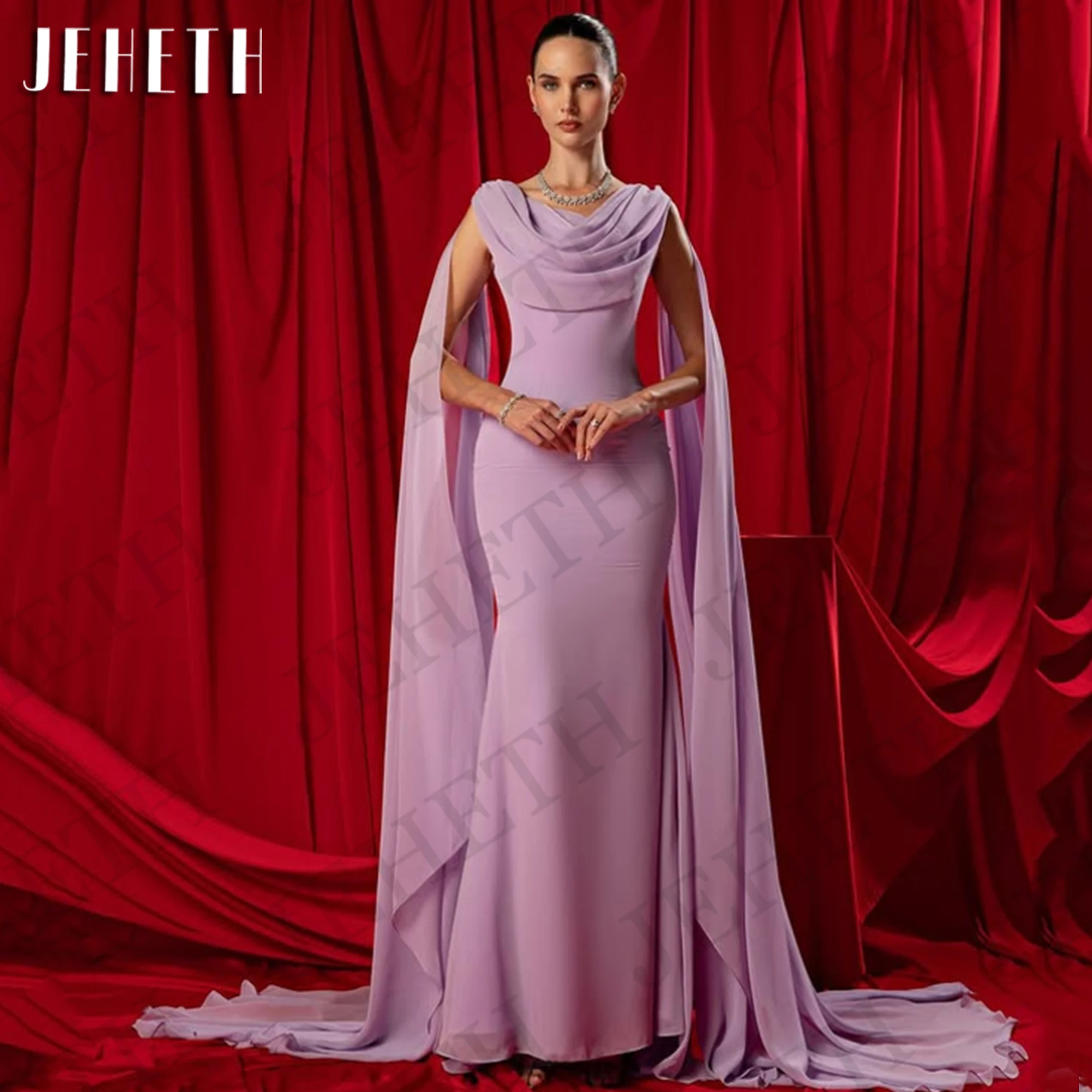 

JEHETH 2025 Arabic Dubai Mermaid Evening Dresses Exquisite Shawl Sleeves Chiffon Bespoke Occasion Dress Customized فساتين سهرة