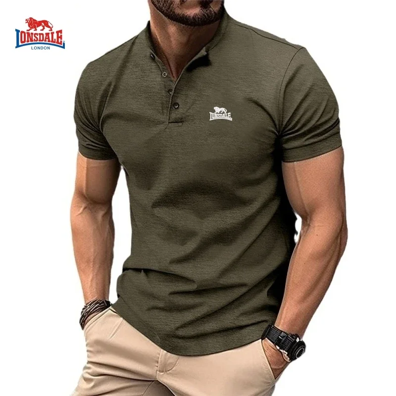 

Men's New High-quality Embroidered Logo Short Sleeved Henry Polo Shirt, Summer Fashion Casual Breathable Cool Top