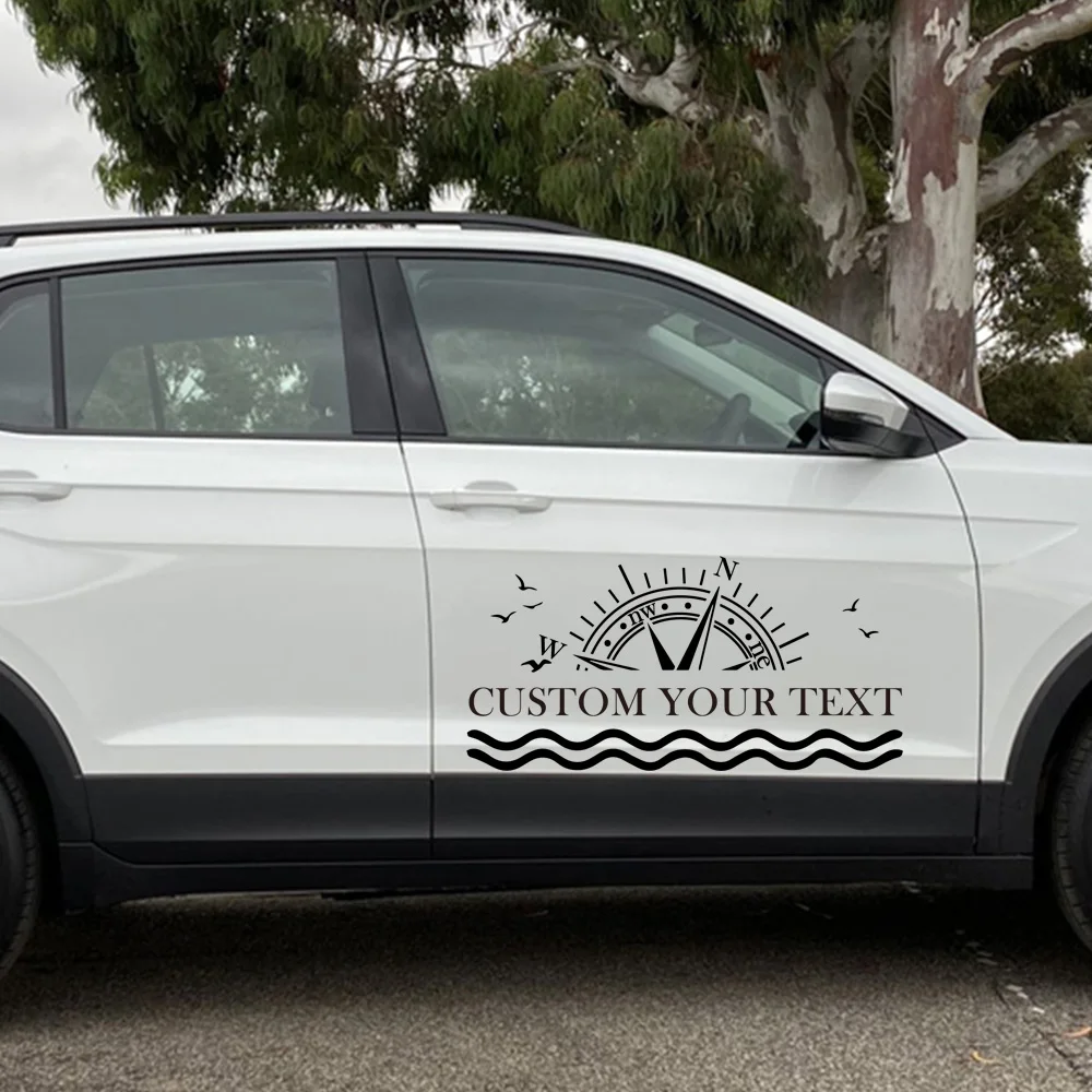 ビニール車体装飾ステッカー,クール,オーシャンウェーブ,コンパス,名前でカスタマイズ,取り外し可能,自動ウィンドウステッカー,パーソナライズされたステッカー,1個