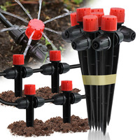 1/4″ 8-hole Dripper with Stake Adjustable 0-80L/H Flow Sprinkler Anti-fall Off Outdoor Garden Lawn Micro Drip Irrigation System