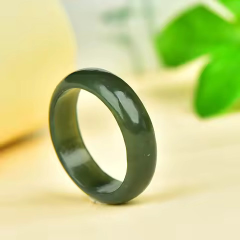 15-22mm Natural Green Jades Rings Men Women Fine Jewelry Genuine Nephrite Bands Chinese Hetian Jade Stone Ring Lucky Amulet Gift