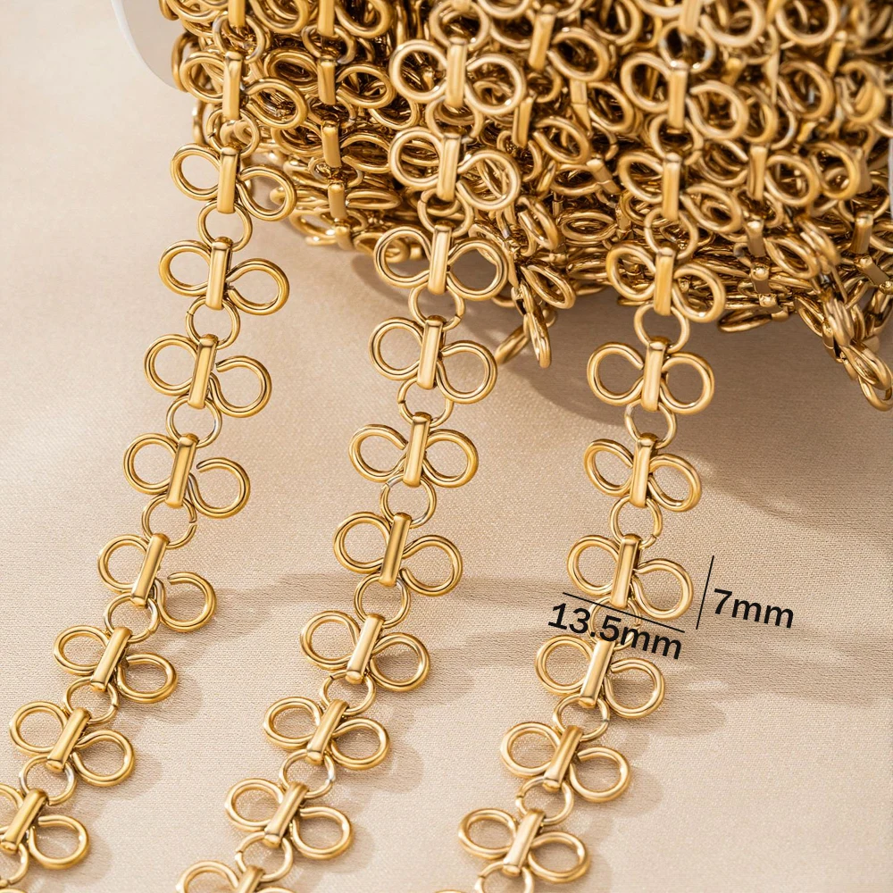 0,5 Meter/1 Meter Schleifenanhänger Schmuckkette, vergoldete Edelstahlketten für DIY Schmuckherstellung, Halsketten- und Armbandzubehör – Detail 1