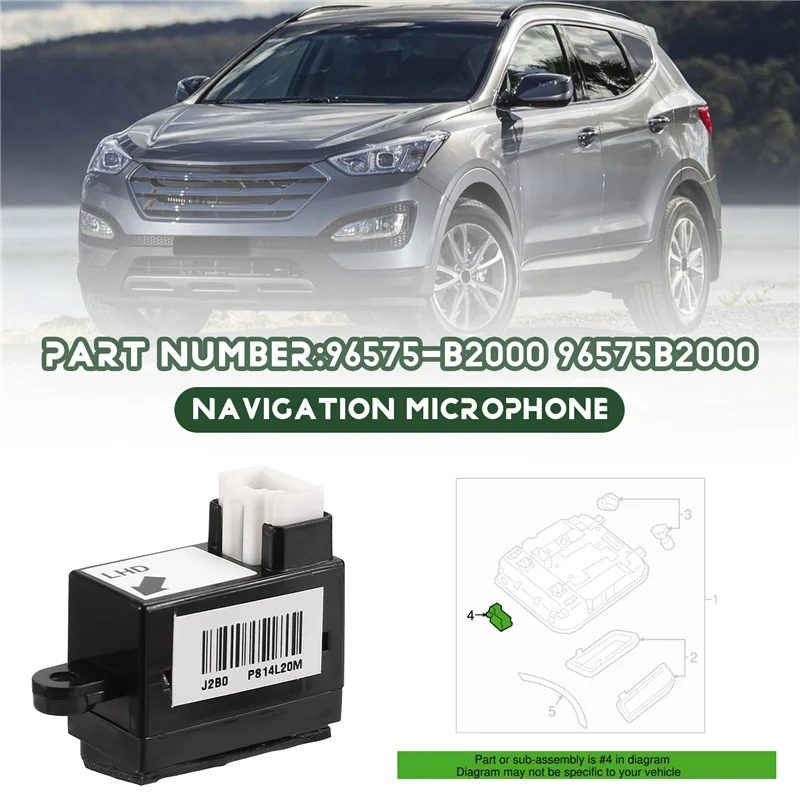

Durable-96575-B2000 Car Handsfree Navigation Microphone Mic For Hyundai Santa Fe Optima Azera Sedona Soul Parts LHD