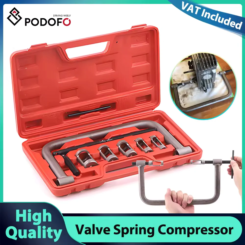 Podofo Kit d'outils de compression de ressort de soupape auto-compresseur pour ATV, voiture, moto, ensemble d'outils à pince en C 16-30mm