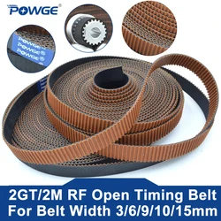 POWGE 2M 2GT RF Open ended Synchronous Timing belt Width 3/6/9/10/15mm Rubber Low dust Low Vibration VORON Creality 3D Printer