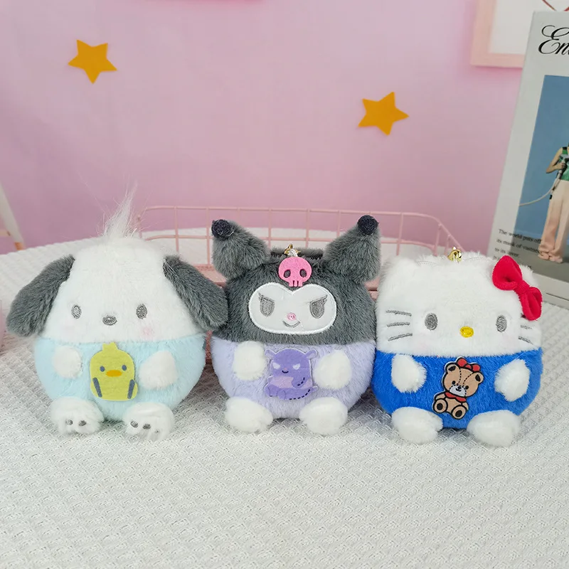 10cm Kawaii Cinna moroll Sanrio Schlüssel bund Plüsch Anhänger Anime Figuren meine Melodie Schlüssel anhänger Plüsch Münz geldbörse Geschenke Spielzeug für Mädchen