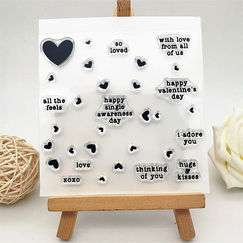 Sellos Transparentes de Silicona con Frases de Amor de 10x10cm, Sellos de TPR para Navidad, Bodas, Manualidades, Álbumes de Recortes y Tarjetas