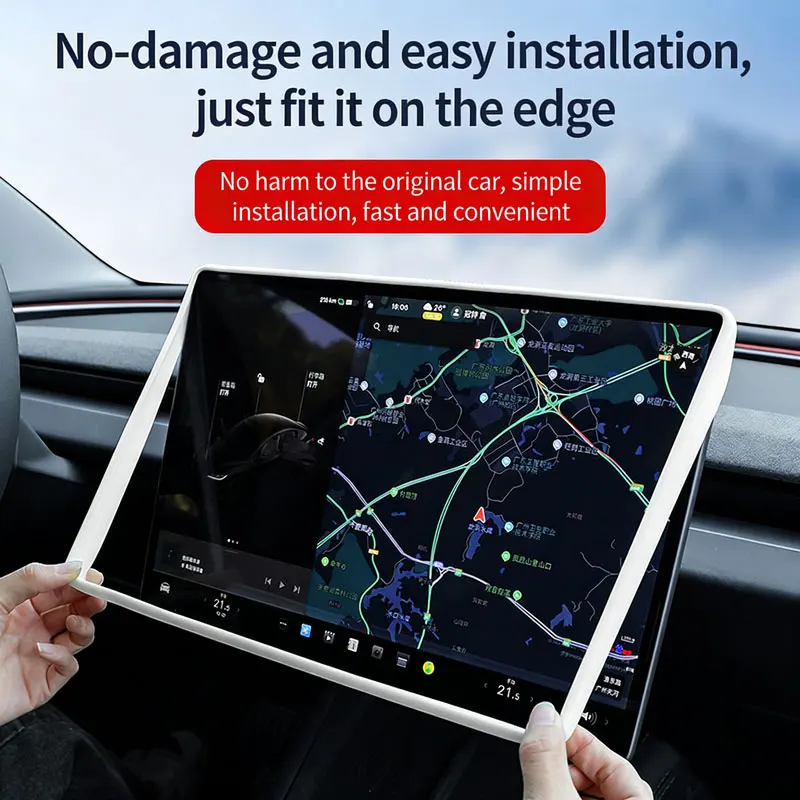 

Защитная пленка для экрана Tesla Model 3/Y, эластичная силиконовая защита центральной консоли, противоударная, декоративная, защитная рамка для края экрана