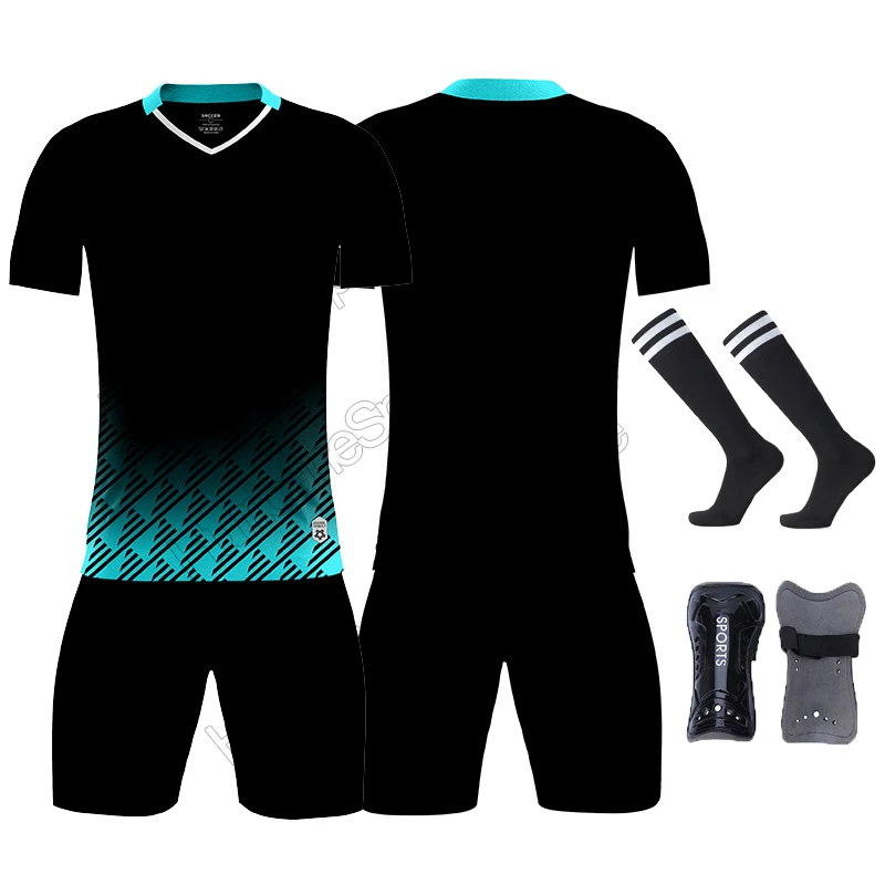 Set da calcio da uomo + calzini + tuta da allenamento per bambini di qualità Pad maglie da calcio set camicia da calcio per ragazzi abbigliamento uniformi da rilevamento