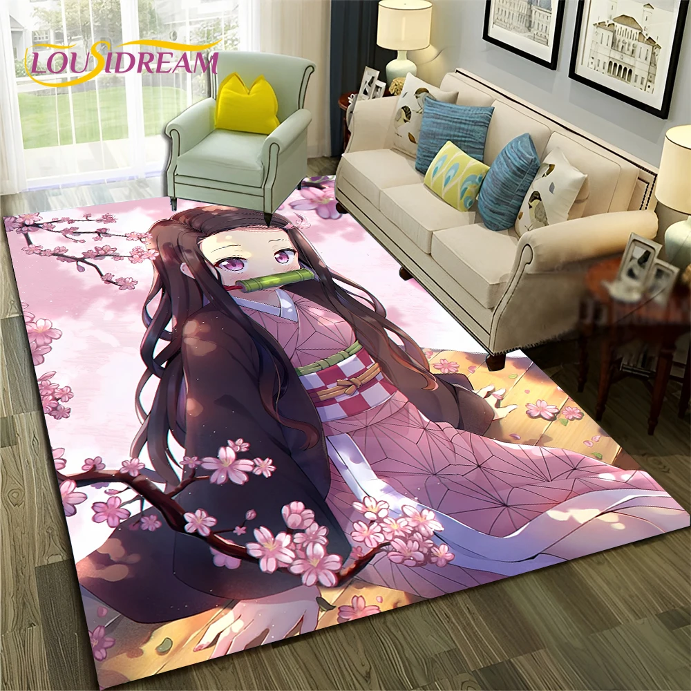 Kamado Nezuko Demon S-Slayer 3D Anime Carpet Rug for Home Living Room Bedroom Sofa Doormat Decor,Kid Area Rug Non-slip Floor Mat