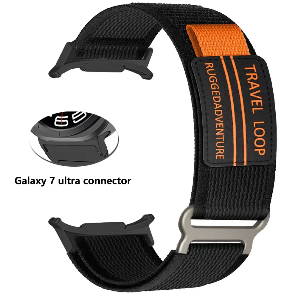 Nylon Travel Loop Strap for Samsung Galaxy Watch 7 Ultra 47mm Men Sport Band for Galaxy 7 47mm ultra NO Gaps Curved End Bracelet