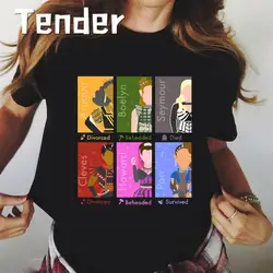 SIX The Musical Queens Hip Hop Print T Shirt luźne z okrągłym dekoltem T Shirt dla kobiet z krótkim rękawem wysokiej jakości T-Shirt moda Top damski