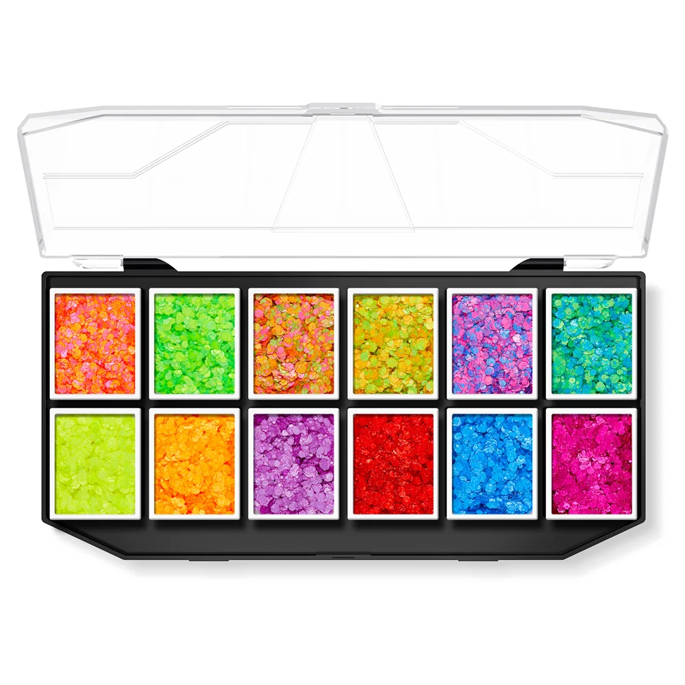 12色グリッタージェルメイクアップ、暗闇で光るボディグリッタージェル、UVアイフェイスグリッター、バーフェスティバルパーティーグリッターメイクアップジェル