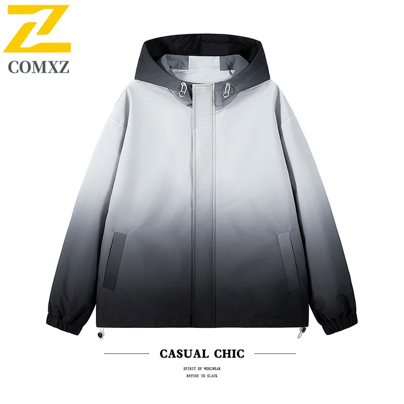 

COMXZ Lightweight Windbreaker Gradient Korean Fashion Outdoor Adventure Cycling Climbing Jacket Trendy Chaqueta Men Clothing