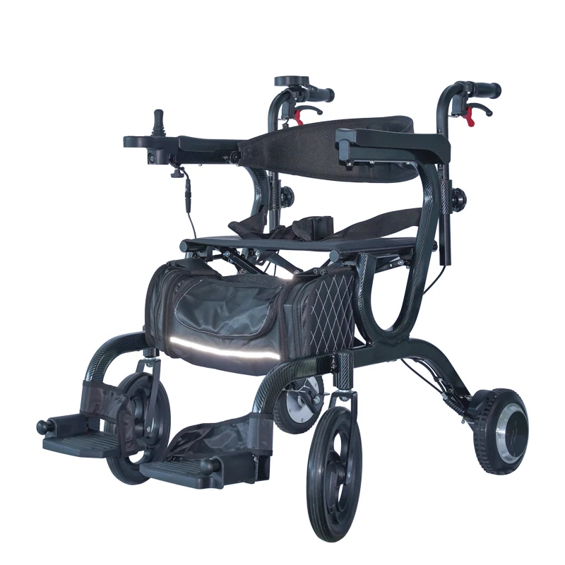 Power Assist Electric Rollator Walker with Seat, ALL-in-1 Folding Mobility Aid for Outdoor Travel & Shopping Support,Lightweight