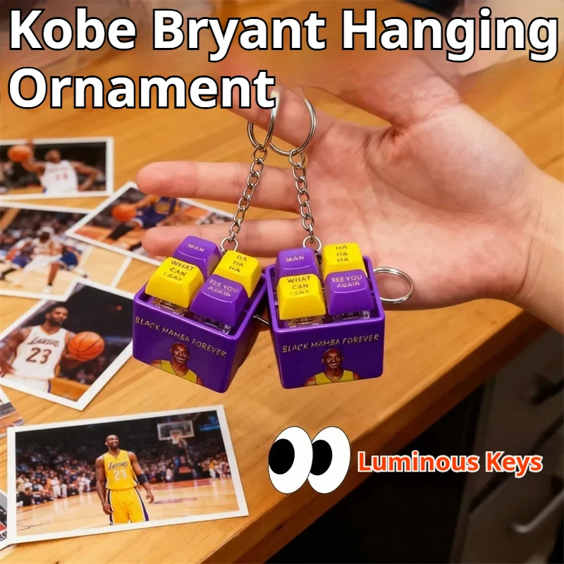 Kobe Hot Sale Black Mamba Kobe Classic Quotes Sound Keychain Talking Led Key Ring Stress Relief Toy