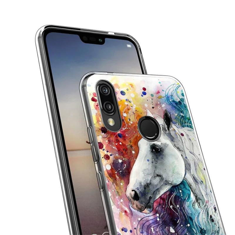 Animal Oil Painting Horse Cover Phone Case For Huawei P40 P30 P20 P10 Lite Mate 20 10 Pro P Smart Z Y5 Y6 Y7 Y9S Soft Fundas She