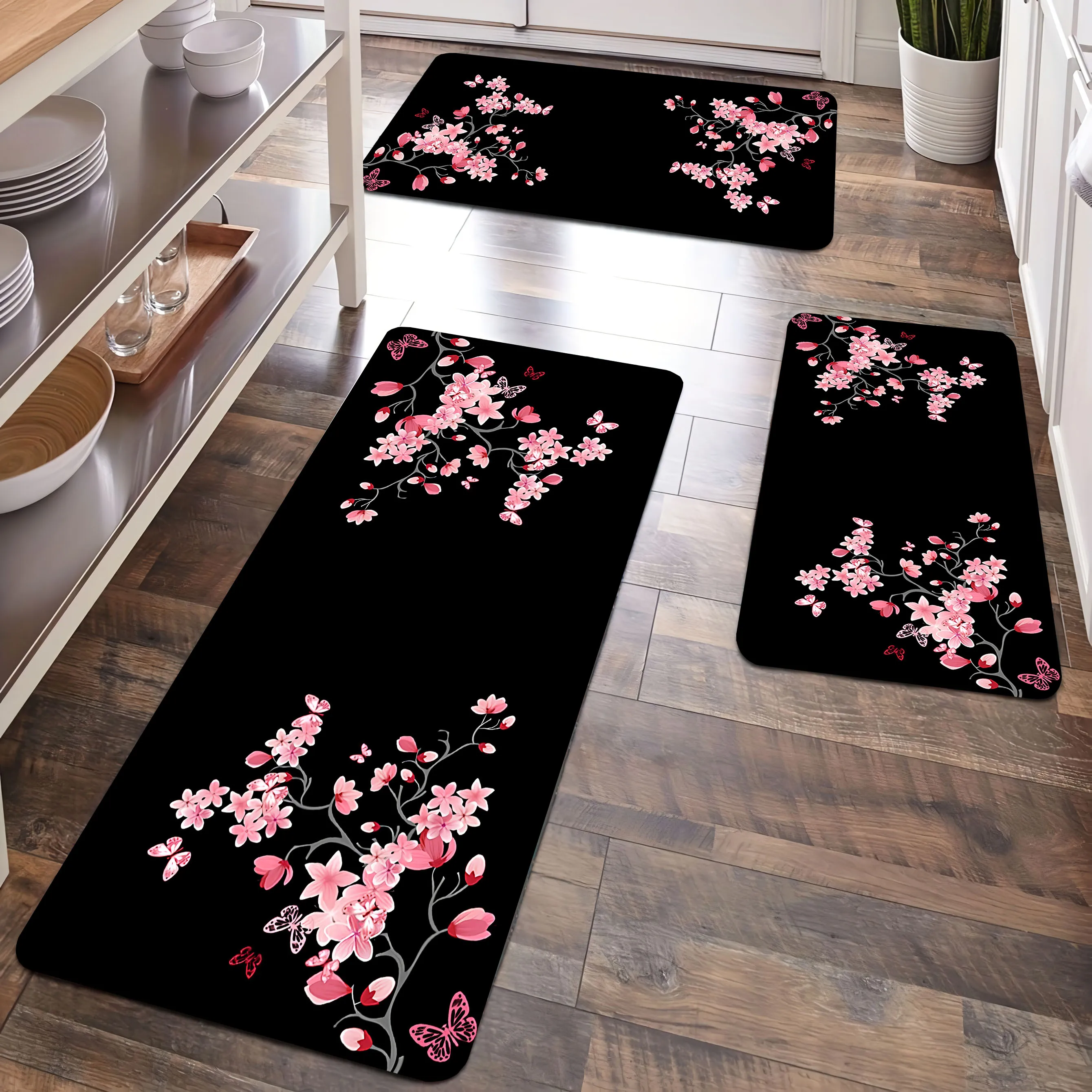 

Japan Fuji Mount and Sakura Kitchen Soft Carpet Bathroom Mat Non-silp Flannel Doormat for Home Decorative Accessories Floor Pads