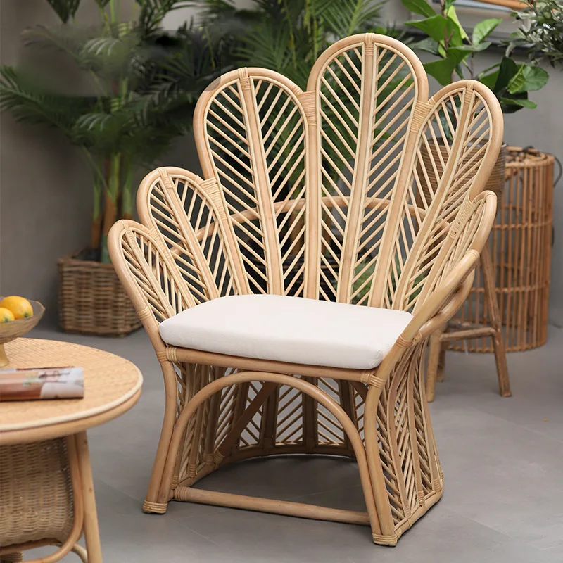 Rattan chair natural Indonesian Japanese chair Nordic ins B & B balcony simple casual handmade furniture