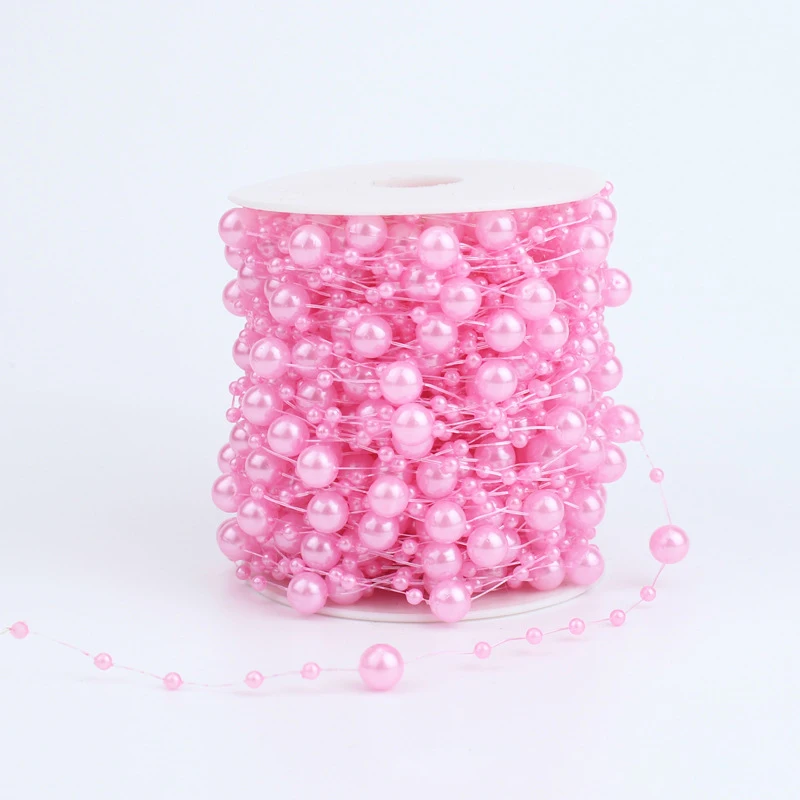 10M Multi-Color Bead Flower Wreath Pearl String Fish Chain Ribbon DIY Christmas Gift Packaging Decoration 0.8CM Wide view 6