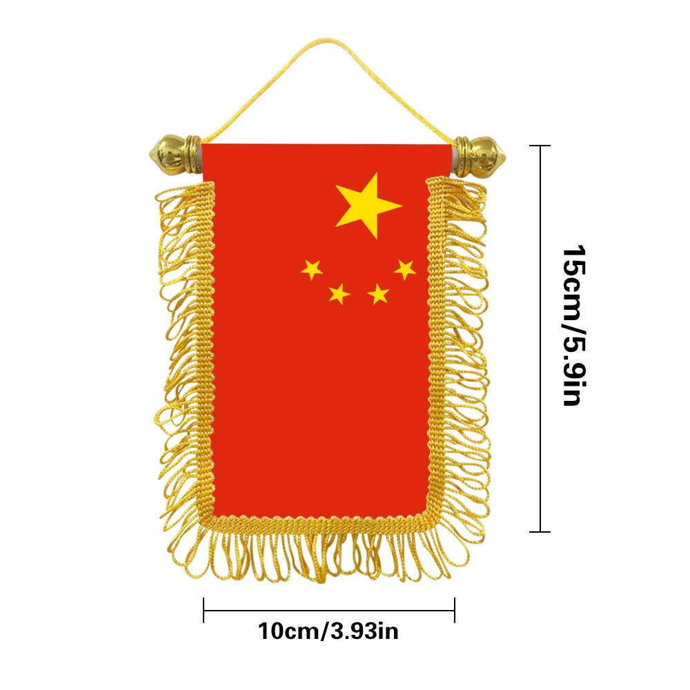 China small hangicng flag 10x15cm triangular flag car decoration hanging flag double-sided pattern with suction cup