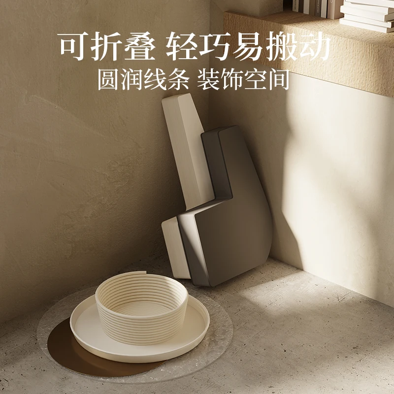 a small coffee table by the sofa,  simple bedside table, light luxury living room,  modern mobile table in the bedroom