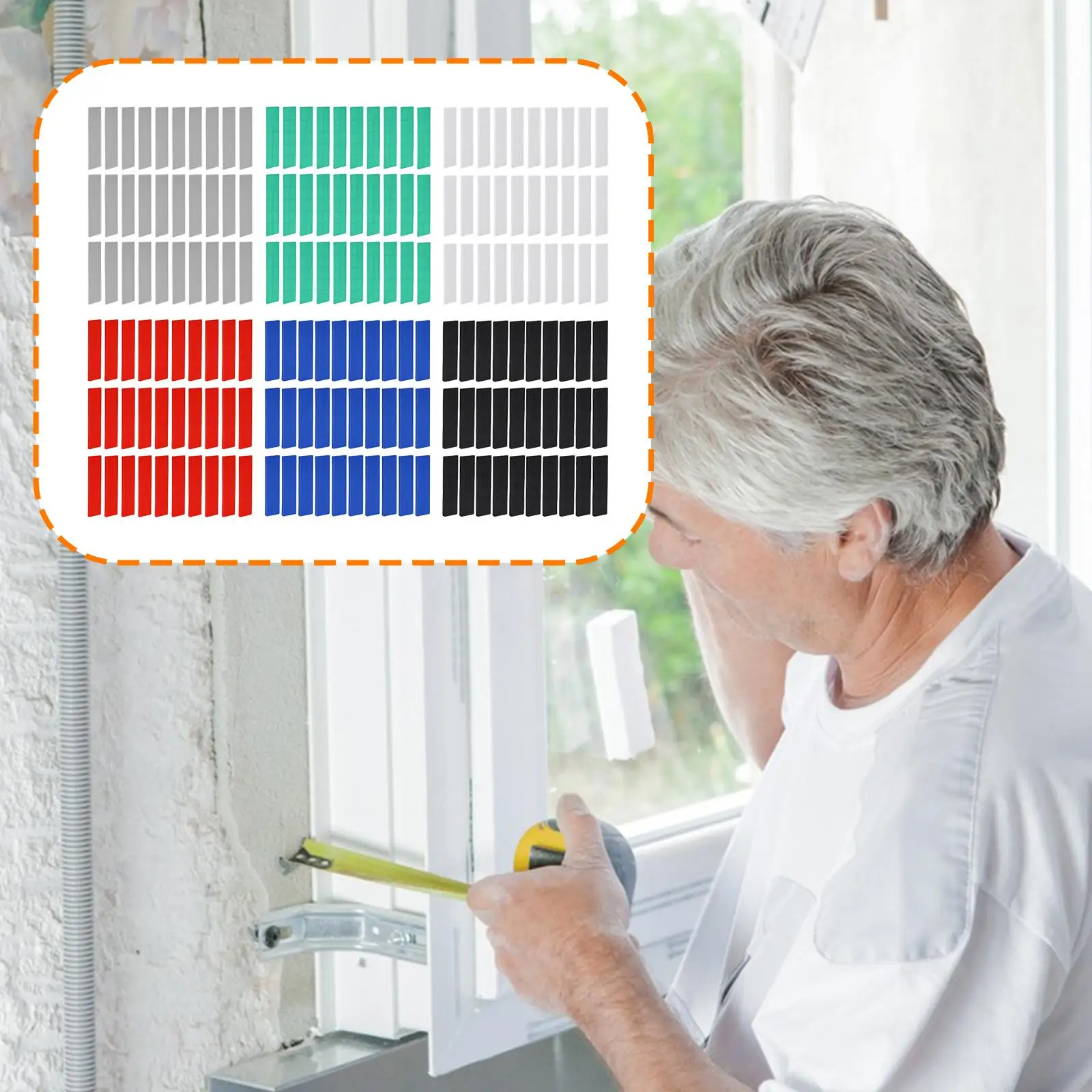 180x PP Flat Leveling Shims Leveling Pads Nonslip 6 Colors 6 Sizes for Home Improvement Table Washing Machine Multipurpose