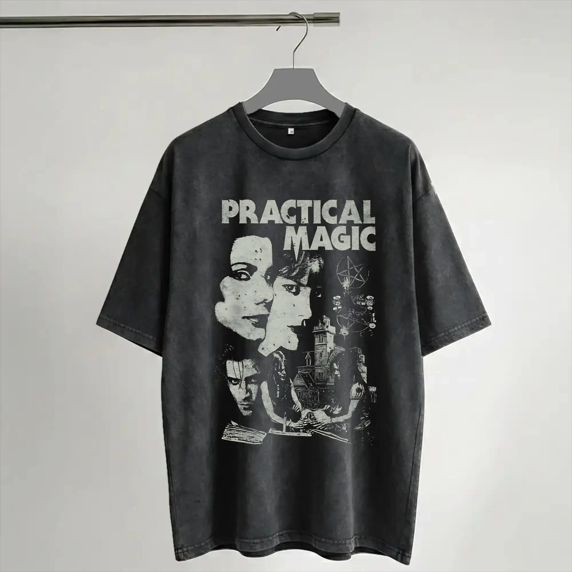 Printed Practical Magic Witchcraft Witchy Occult Spellcasting Washed T Shirts Merch Harajuku T-Shirt  Men Women Tees