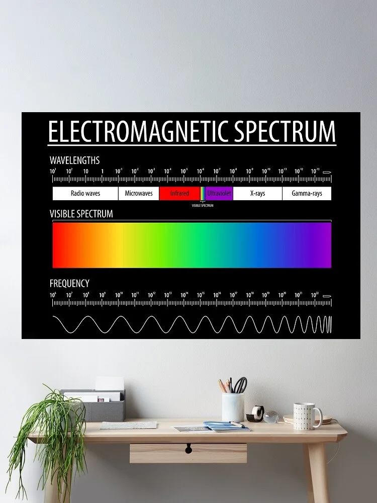 2Colors Electromagnetic Spectrum Visible Light Educational Reference , Art Print Canvas Poster Decor, Home Wall Picture