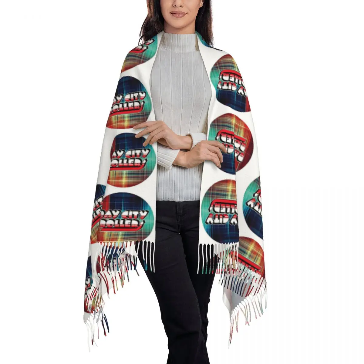 Bay City Rollers Scarf Tassel Scarves Women Soft Warm Shawls and Wraps Long Fall Winter Shawl Wrap