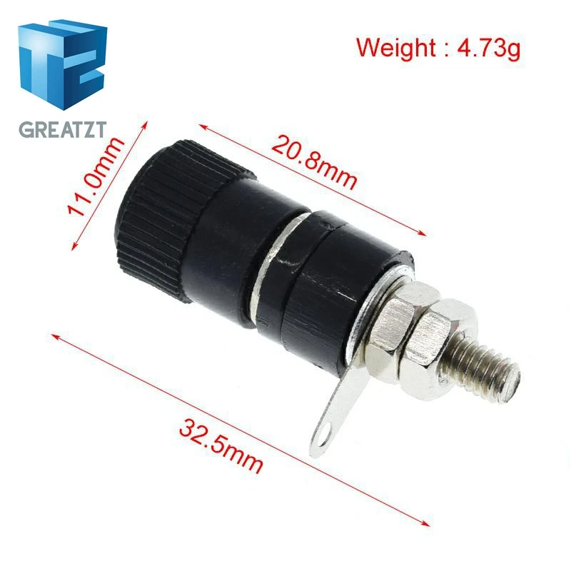 GREATZT 10PCS/LOT Terminal Blocks JS-910B 4mm Amplifier Terminal Connector Binding Post Banana Plug Jack Mount Black