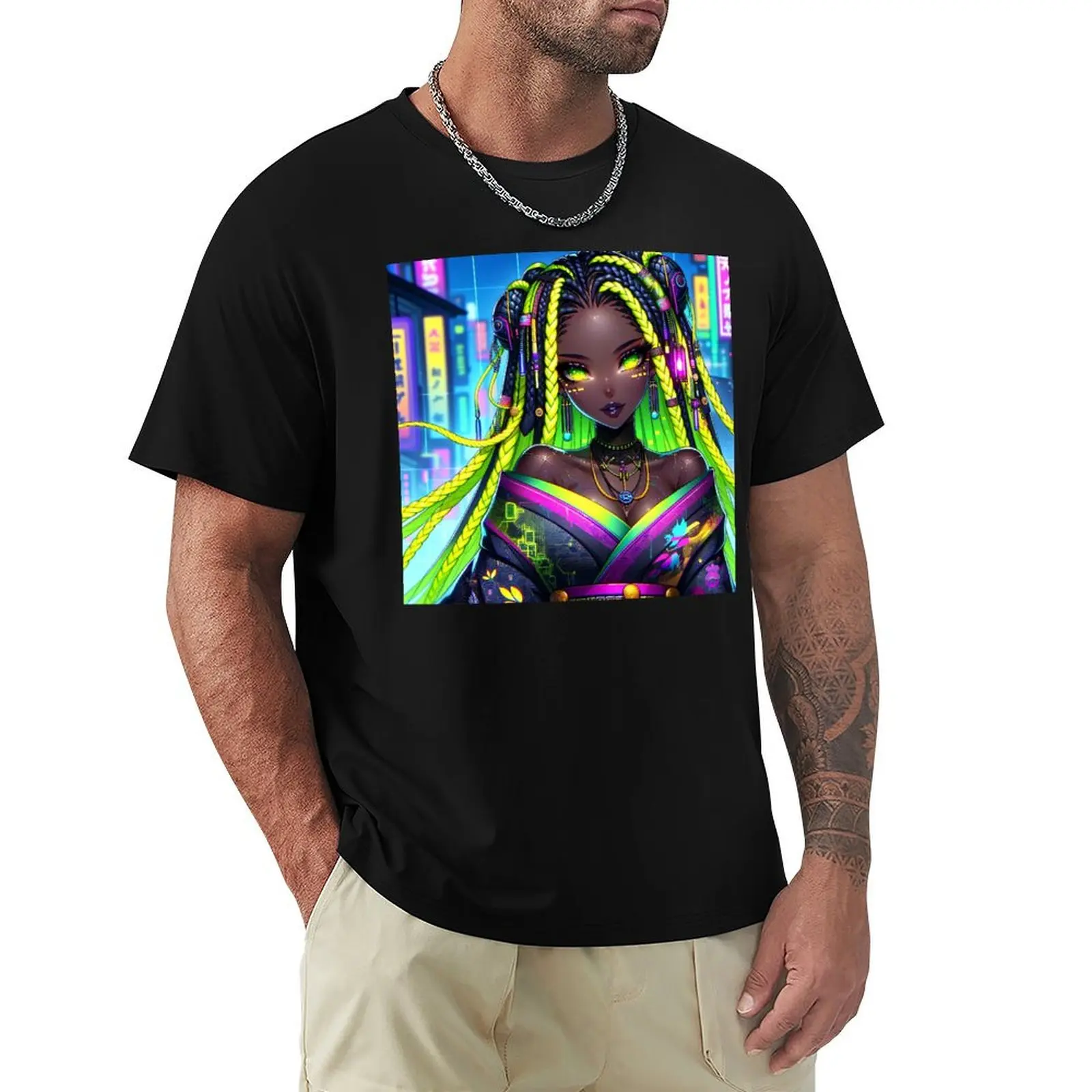 Futuristic Neon Beauty T-Shirt Regular Fit Plain Tee Shirt