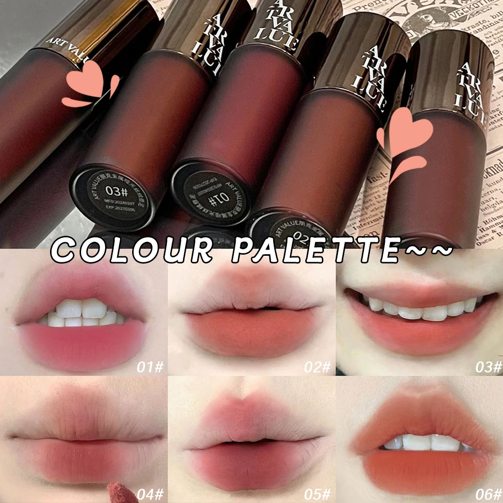 6 Colors Velvet Matte Lip Mud Liquid Lipstick Waterproof Nude Lip Gloss Long Lasting Non-stick Cup Sexy Women Lip Glaze Cosmetic