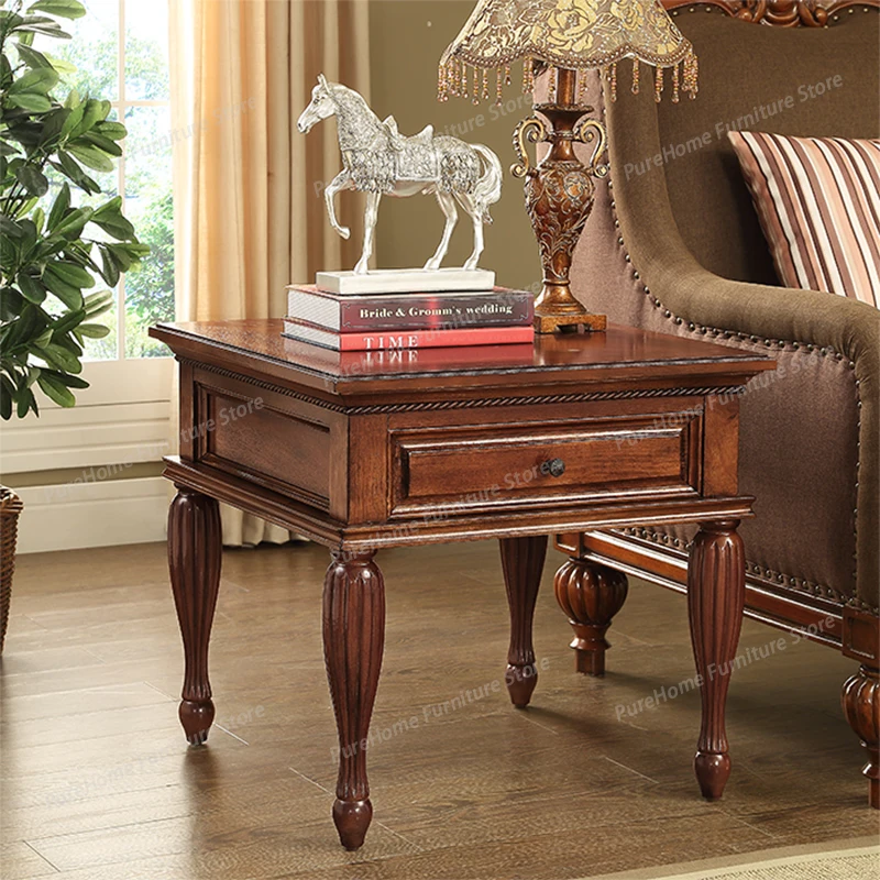 

Waterproof Square Coffee Table Small Clear Unique Apartamento Modern Side Table Wood Balcony Mesa Auxiliar Nordic Furniture