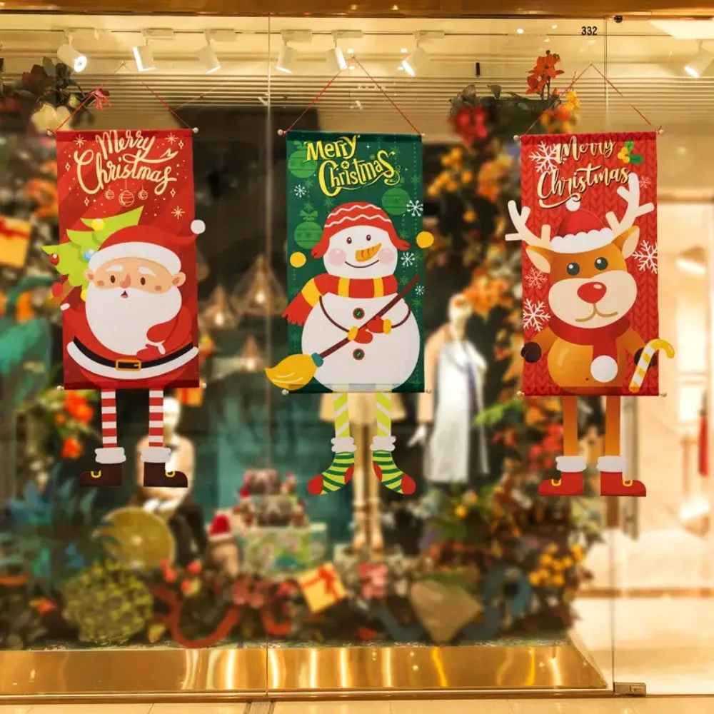 Decorazioni festive per striscioni pendenti con alce di Natale, pupazzo di neve e Babbo Natale - Oggetti di scena per la configurazione dell'atmosfera natalizia del centro commerciale, bar e KTV