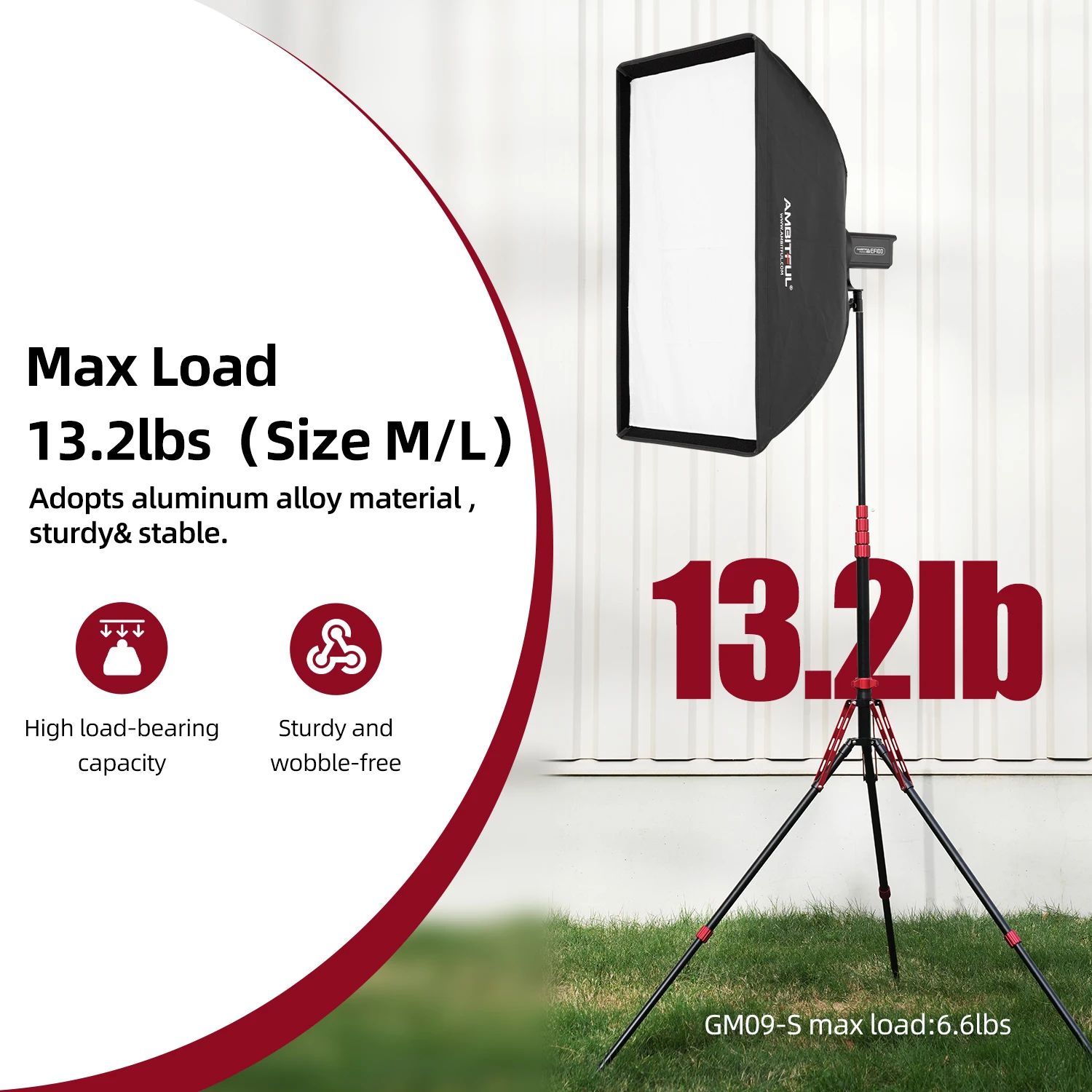 

AMBITFUL GM09 320cm 260cm 220cm Light Stand Reversable Fold Tripod 6KG Max Loaded For Studio LED Light Flashlight Camera Softbox