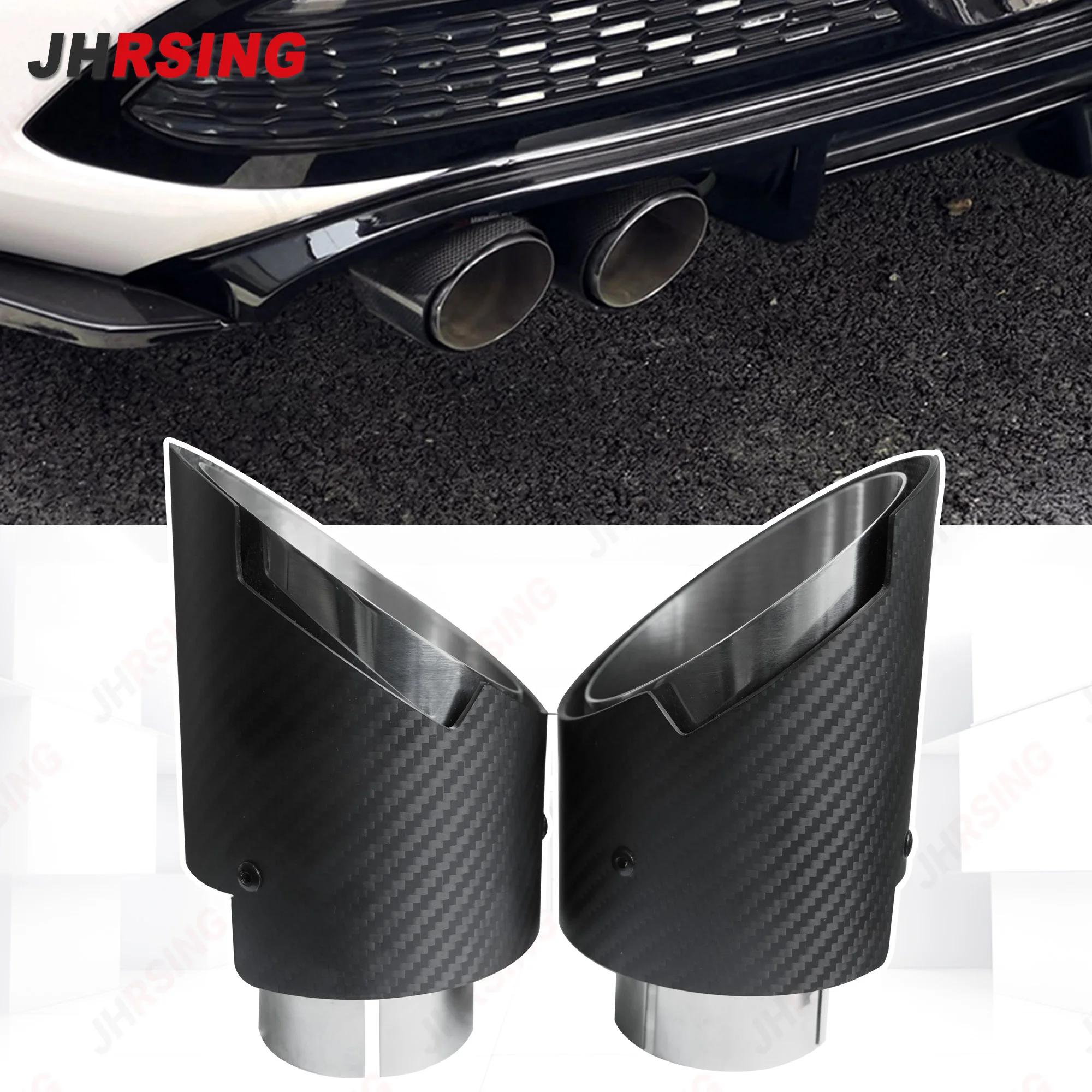 1PCS Exhaust Pipe Upgrade New Outlet Real Genuine Fiber Car Decoration Universal Nozzles Muffler stainless tailpipe modification