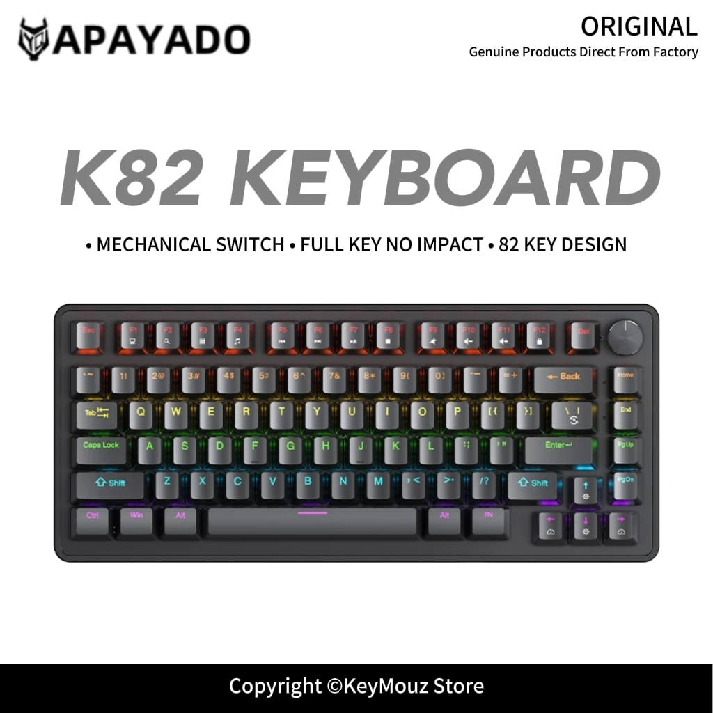 K82 Hot Swappable Wired Mechanical Keyboard RGB Backlit Multifunctional Knob Volume Control Full Anti-Ghosting for Office