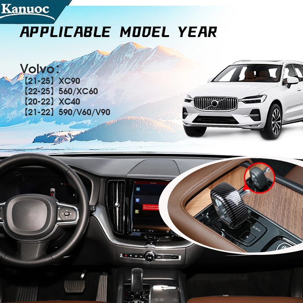 

For Volvo XC40 XC60 XC90 S60 S90 C40 2020-2025 ABS Car Console Gear Shift Knob Head Protection Trim Interior Styling Accessories