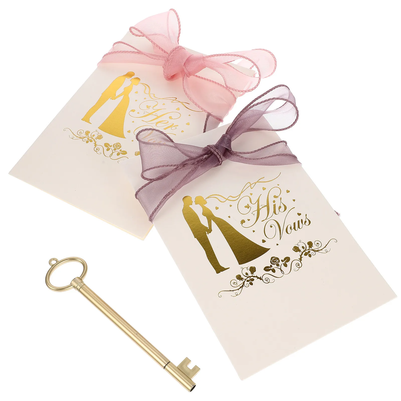 

1Set Vow Cards Ribbon Bow Wedding Oath Cards Elegant Texture Vows Books Wedding Supplies Bride Groom Gift Bow Vows Books